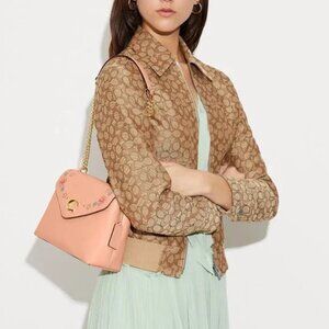 Coach Tammie Shoulder Bag Purse Floral Whipstitch CA145 Faded Blush Multi Used
